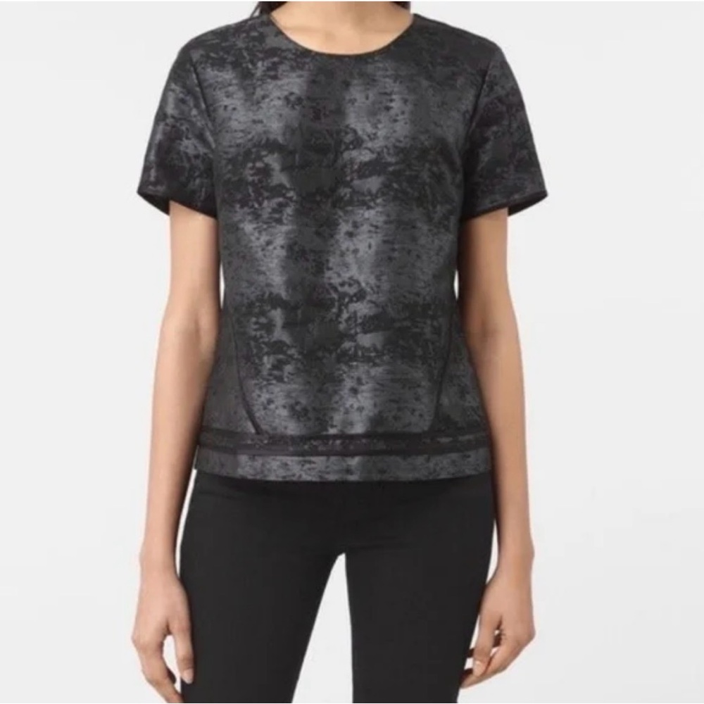 All Saints Black Heathered Short-Sleeve Top